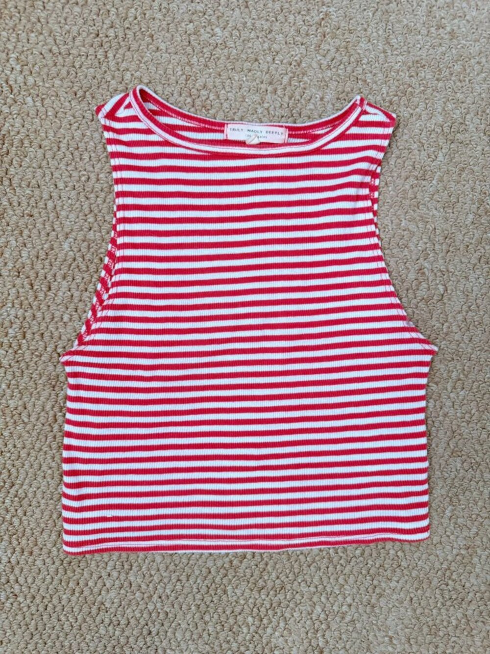 Truly Madly Deeply Red White Striped Tank Top Small
